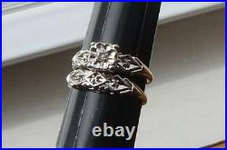 1/3 CT White Round Cut CZ Wedding Matching Bridal Ring Set In Sterling Silver