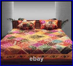 33% Off 5 Pc Vintage Bead Art Sari Beaded Quilt Bedspread Coverlet Throw Blanket