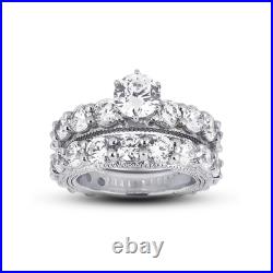 7.03ct E VS2 Round Natural Diamonds 14k Vintage Style Matching Bridal Set