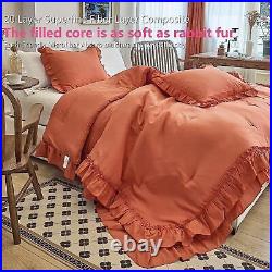 AIKASY Terracotta Comforters Queen Size Set, Vintage Boho Chic Farmhouse Bedding