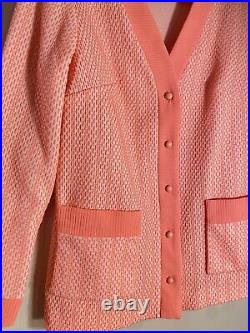 AMAZING Vintage 1970s Maxi Dress Set Matching Jacket & Belt Salmon Pink Peach M