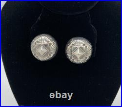 Antiqu Set 7 Silver 800 Buttons NT & Matching Screw Back Earrings Ornate RARE