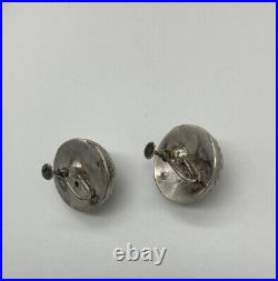 Antiqu Set 7 Silver 800 Buttons NT & Matching Screw Back Earrings Ornate RARE