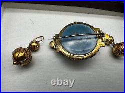 Antique Morning Pin and matching Earrings 15.6 Grams