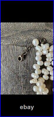 Artisan Oval Rice Pearl Handmade Matching Necklace & Bracelet Set Vintage RARE