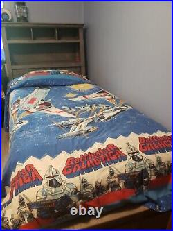 Battlestar Galactica Vintage 1978 RARE Flat Bed Sheets Set +bed spread Twin Bed