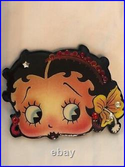 Betty Boop Vintage Beautiful Large Brooch With Matching Clip On Earrings Set