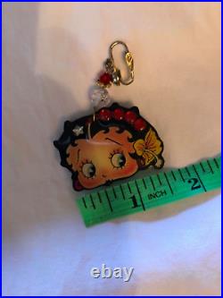 Betty Boop Vintage Beautiful Large Brooch With Matching Clip On Earrings Set