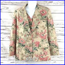 Brooks Brothers Womens 2PC Jacket Twin Set Blazer Sz 12 Vest Sz L Vintage Linen