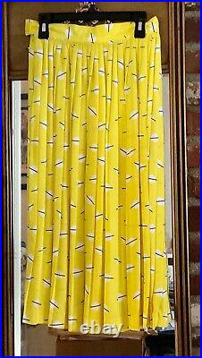 CHAUS PETITES NEW Vtg Pleated Skirt + Matching Knit Cotton Top Set Yellow Size 2