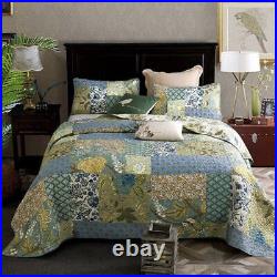 Cotton Quilt Set 3PC Vintage Patchwork Bedspread Coverlets KingQueenTwin Blanket