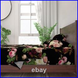 Dark Floral Black Roses Pink Vintage 100% Cotton Sateen Sheet Set by Spoonflower