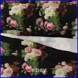 Dark Floral Black Roses Pink Vintage 100% Cotton Sateen Sheet Set by Spoonflower