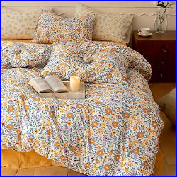 Garden Floral Duvet Cover Twin Soft Jersey Knit Cotton Colorful Floral Aesthetic