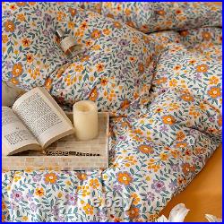 Garden Floral Duvet Cover Twin Soft Jersey Knit Cotton Colorful Floral Aesthetic