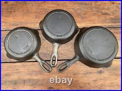 Griswold Cast Iron Complete Iron Mountian Matching Skillet Set 3-14