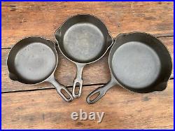 Griswold Cast Iron Complete Iron Mountian Matching Skillet Set 3-14