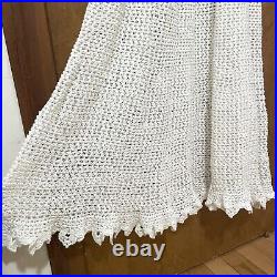 HANDMADE Vintage 1970s White Crochet Wedding Dress Matching Hooded Jacket Set