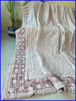 Indian hand block printed cotton quilt vintage quilt Jaipur quilt Blanket set