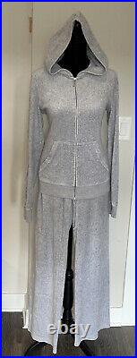 Juicy Couture L Gray Bling Luxury Velour Matching Tracksuit Set Vintage Y2K Sexy