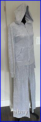 Juicy Couture L Gray Bling Luxury Velour Matching Tracksuit Set Vintage Y2K Sexy