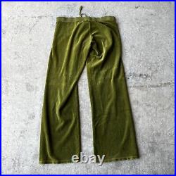 Juicy Couture L Green Velour Bling Matching Tracksuit Set VTG Y2K Sexy Flared