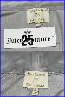 Juicy Couture M Top S Pant BLINGGrey 25YR Velour Match Tracksuit Set Vintage Y2K