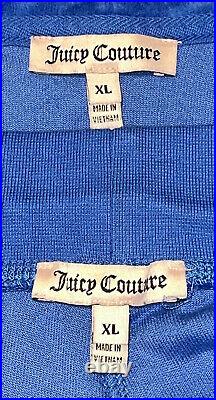 Juicy Couture XL Blue Bling Logo Luxury Velour Match Tracksuit Set Vintage Y2K