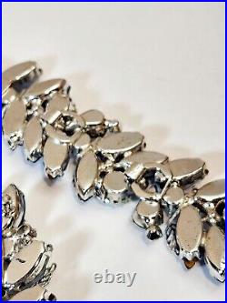 Kramer Signed Matching Set Brooch Bracelet Earrings Jewelry Parure Vintage Blue