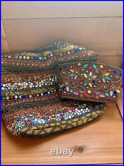 Large Couture Bejeweled Rhinestones Vintage Bag Set & Matching Zippered Pouch
