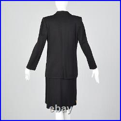 M 1980s Sonia Rykiel Black Knit Suit Wool Separates Matching Jacket Skirt 80s