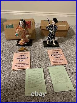 Matching Set Lot Of 2 Higasa Overseas Dolls Vintage VERY RARE With Original Box