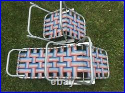 Matching Set Vintage Aluminum Nylon Web Child Lawn Chaise Chair