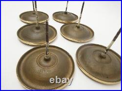 Matching Set of 6 Vintage Used Brass Metal Curtain Rod Tiebacks Tie Backs Parts