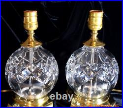 Matching Set of Vintage Cut Crystal Crescent/Brass Base 10 Lamps Without Shades