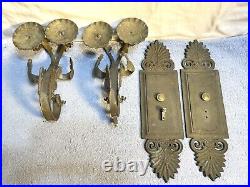 Matching set 2 Heavy Brass antique CANDLE Holder WALL SCONCE