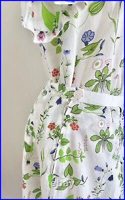 Naj Oleari Vintage Suit Matching Set Cotton Floral Shirt Skirt Made Italy IT46-L