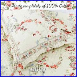 New! Beautiful Shabby Chic Pink Rose Red Green Cream Victorian Yellow Quilt Set