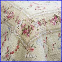 New! Beautiful Shabby Chic Pink Rose Red Green Cream Victorian Yellow Quilt Set