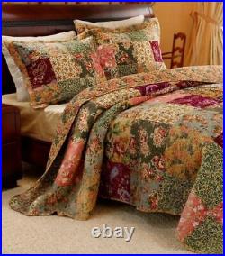 New! Cozy Chic Shabby Green Pink Green Yellow Red Blue White Romantic Quilt Set