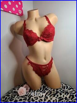 New Vintage 90's Victoria's Secret Red Hot Second Skin Bra/ Panty Set 34C/sm