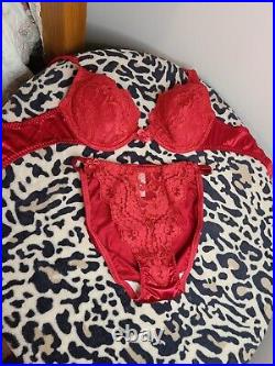 New Vintage 90's Victoria's Secret Red Hot Second Skin Bra/ Panty Set 34C/sm