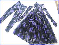 RARE 80s Betsey Johnson Punk Label 3 Pc Matching Iris Set Dress Gloves Leggings