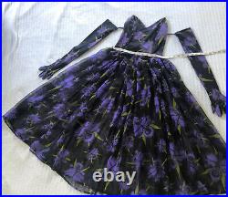 RARE 80s Betsey Johnson Punk Label 3 Pc Matching Iris Set Dress Gloves Leggings
