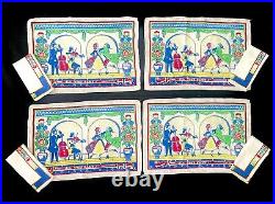 SET of 4 Matching Vintage Tony Sarg Linen Placemats with Napkins 1940s RARE FIND