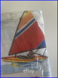 Sears Young At Heart Twin Sheet Set Vintage Sailboats Nautical Decor Rare NIP