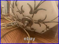 Set Of 2 Matching Vintage Mid Century Swag Light Hollywood Regency Hanging Lamps