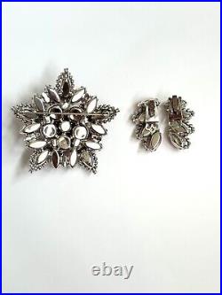 Signed Vintage Weiss Star Brooch & Matching Clip-On Earrings Set, Stunning