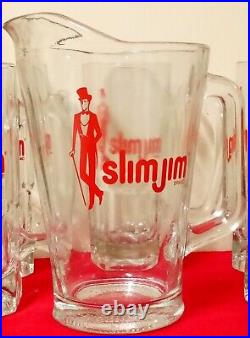 Slim Jim Vintage Set of Five 32 oz Beer Mugs with Matching Pitcher