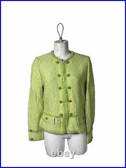St. John Couture Womens Jacket Skirt Matching Set Color Green Size 6 Vintage